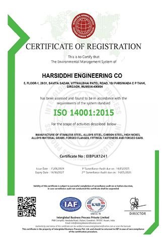 ISO 14001 : 2015 Certificate