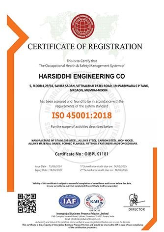 ISO 45001 2018 Certificate