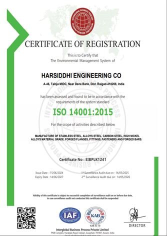 ISO 14001 : 2015 Certificate
